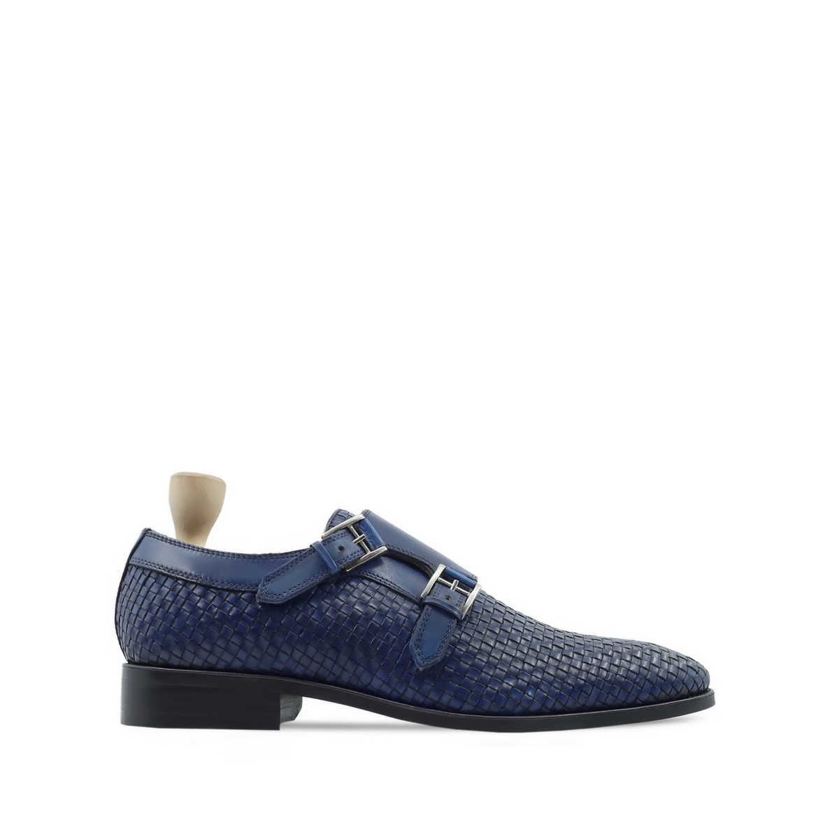 Zonite - Men's Blue Hand Woven Calf Leather Double Monkstrap