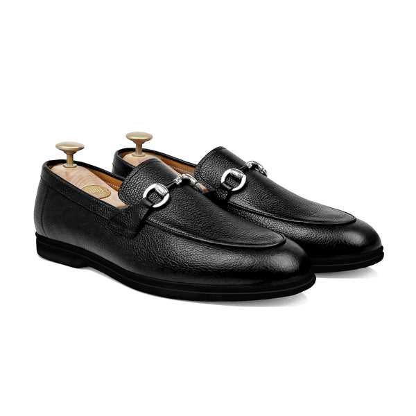 Bennett - Men's Black Pebble Grain Leather Loafer