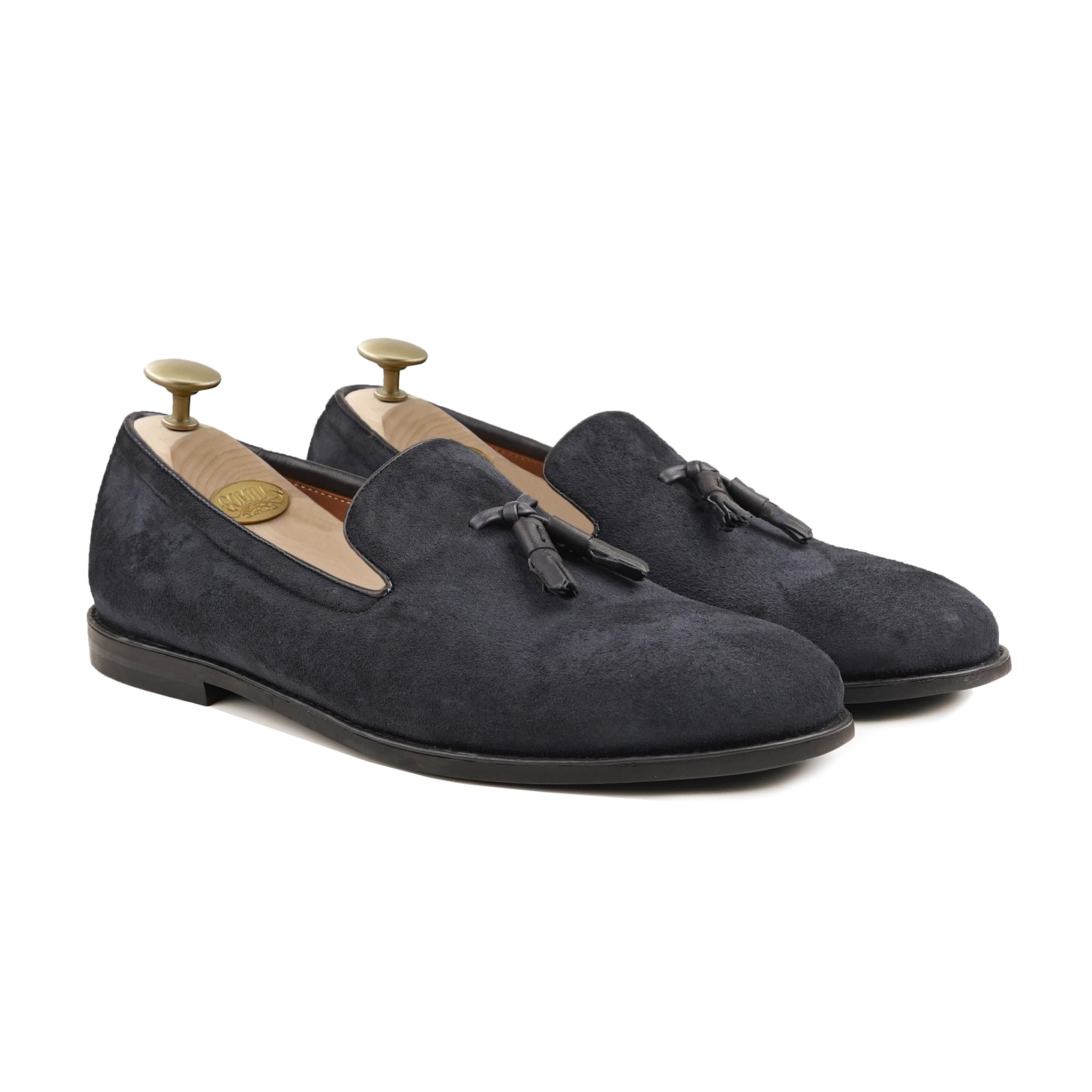 Andria - Men's Navy Blue Kid Suede Loafer