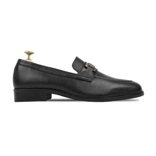 Athena - Men's Black Pebble Grain Leather Loafer