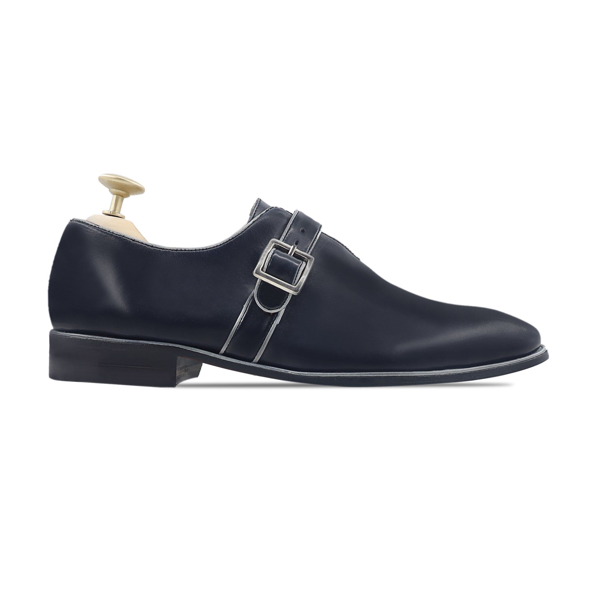 Halford - Men's Black Calf Leather Single Monkstrap