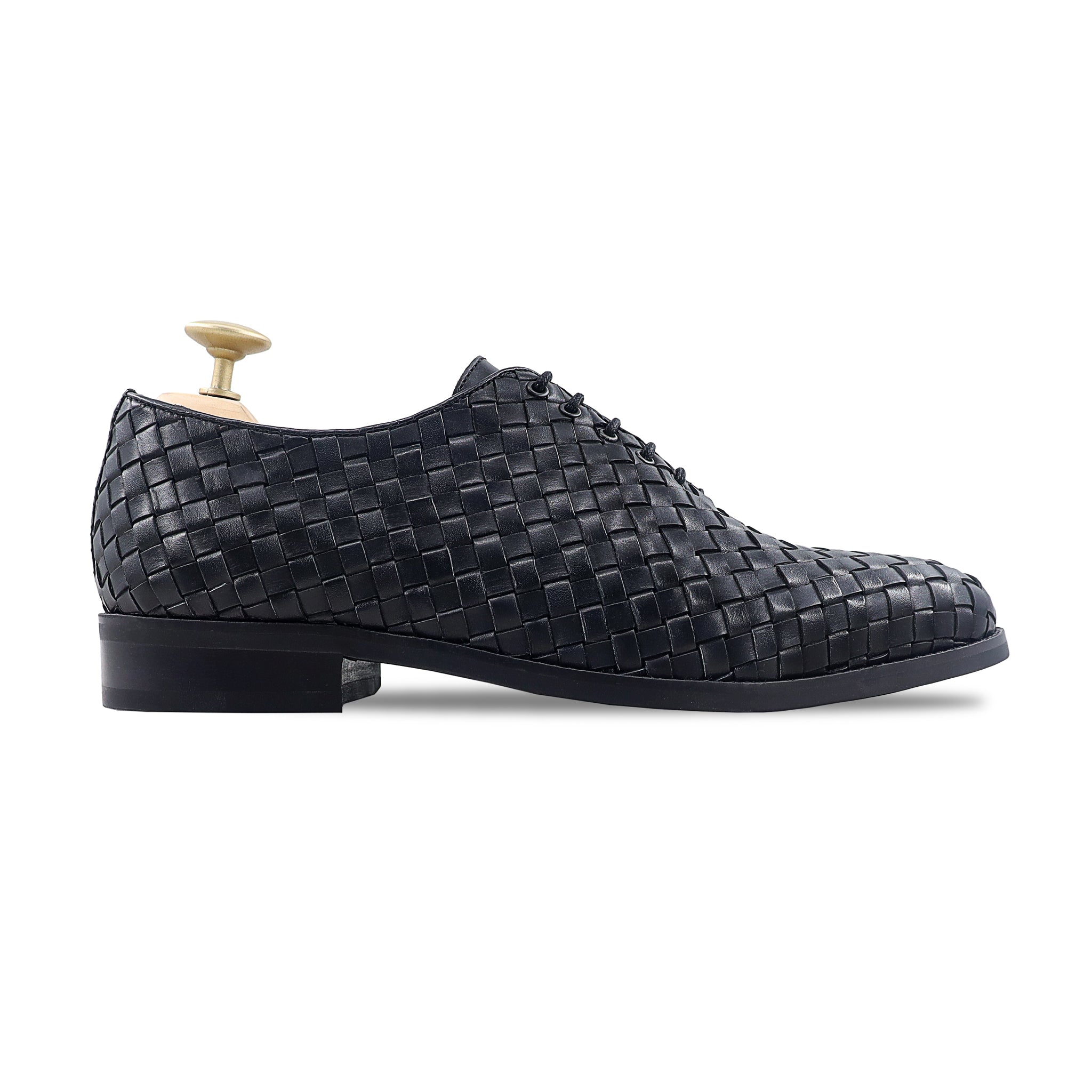 Osaka - Men's Black Hand Woven Calf Leather Wholecut Shoe