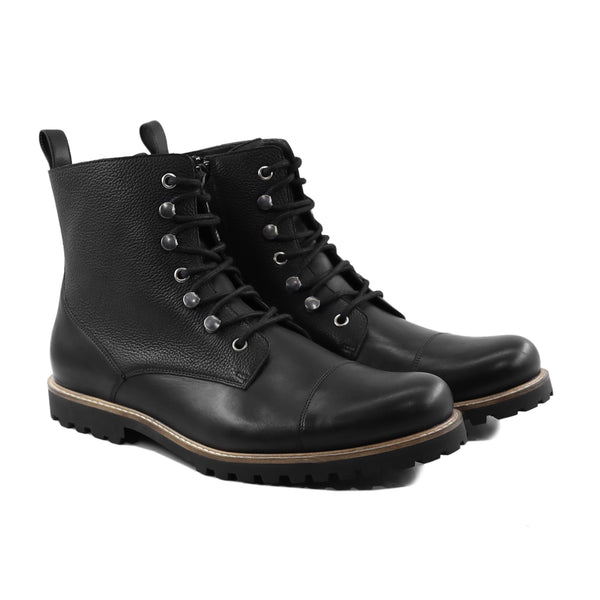 Shouta - Men's Black Calf and Pebble Grain Leather Boot