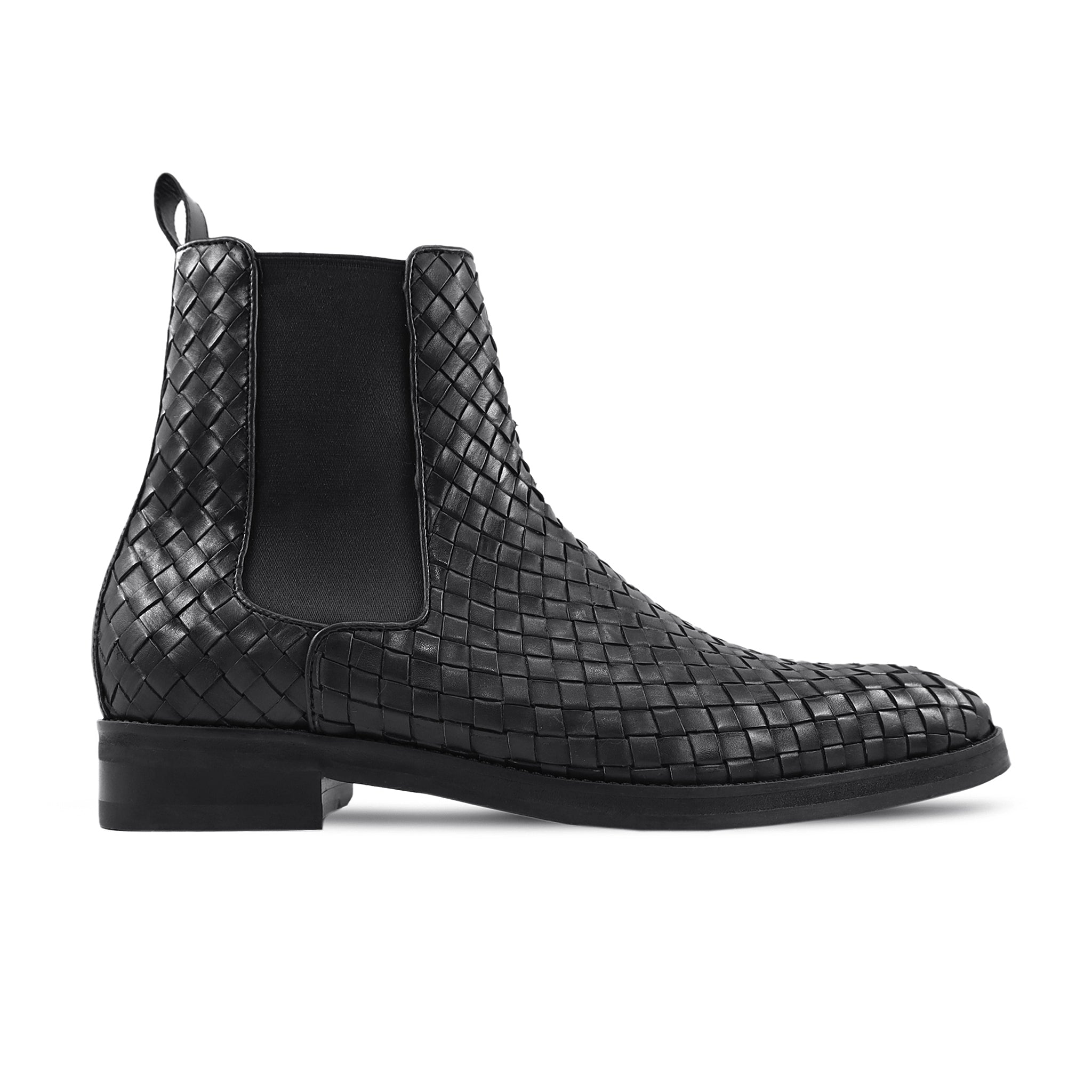 Arnez - Men's Black Hand Woven Leather Chelsea Boot