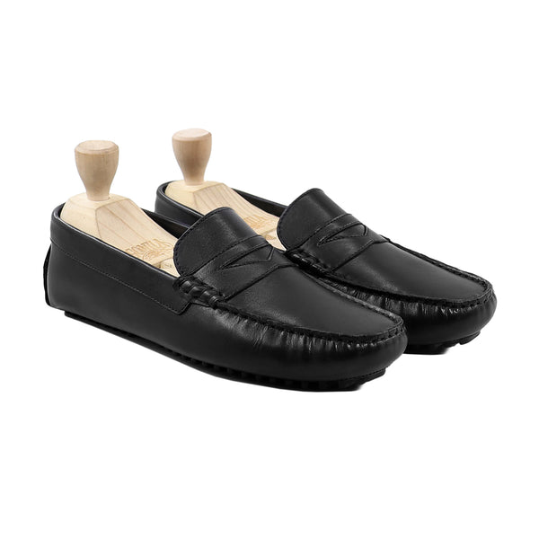 Saleta - Men's Black Calf Leather Driver Shoe