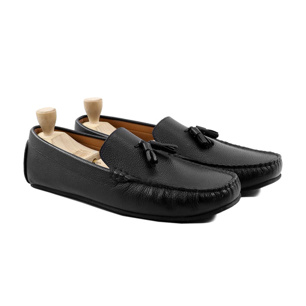 Matsu - Men's Black Pebble Grain Leather Driver Shoe