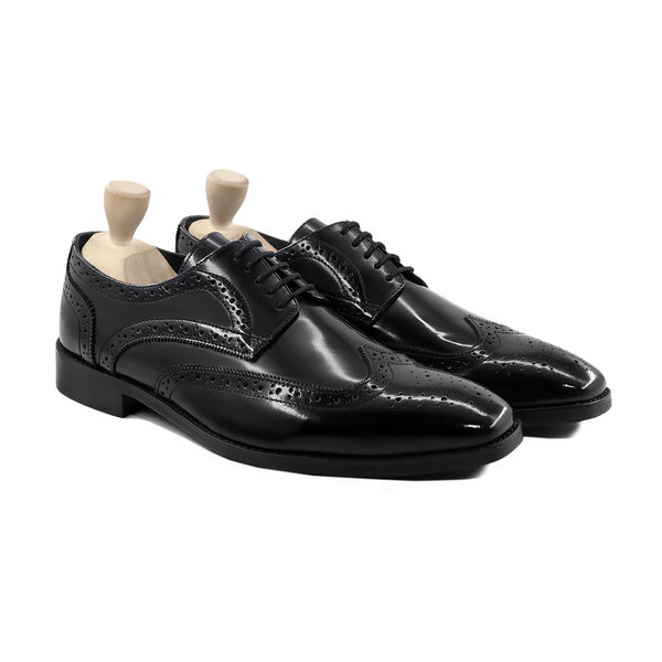 Athel - Men's Black Box Leather High Shine Derby Shoe