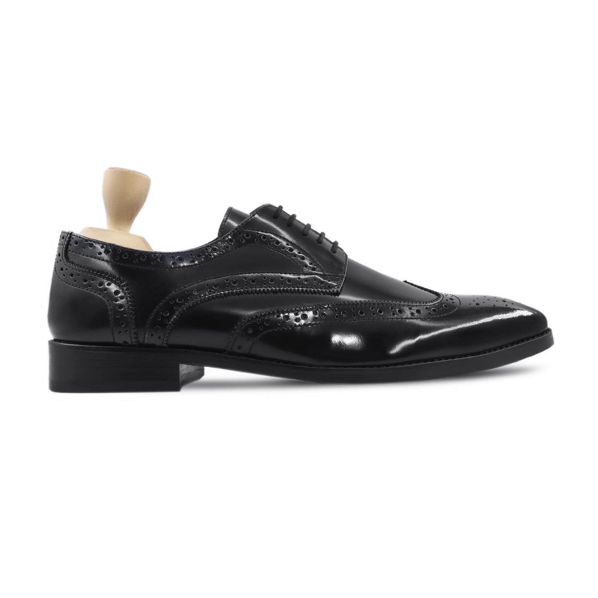 Athel - Men's Black Box Leather High Shine Derby Shoe