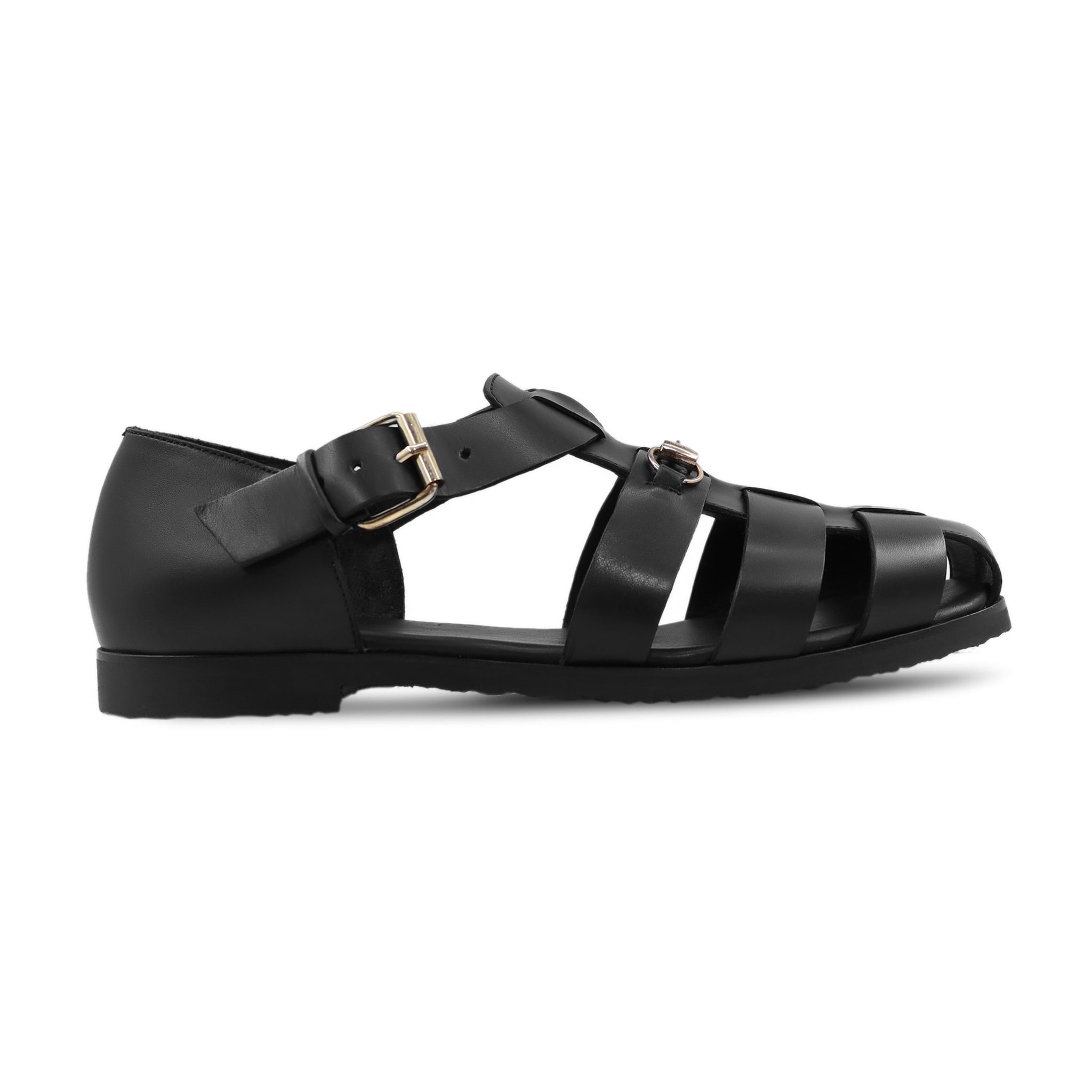 Minoru - Men's Black Calf Leather Sandal