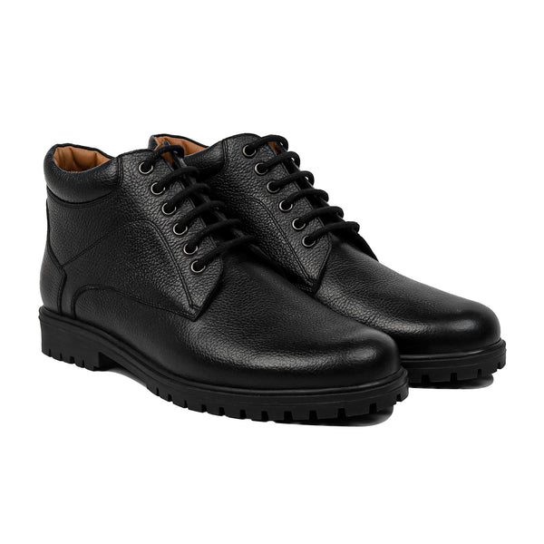 Axton - Men's Black Pebble Grain Leather Boots