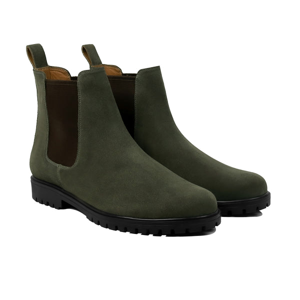 Ashcroft - Men's Olive Green Split Suede Chelsea Boot