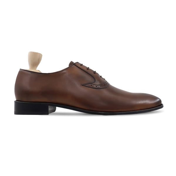 Denny - Men's Brown Patina Calf Leather Oxford Shoe