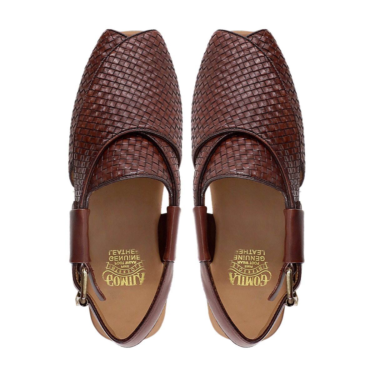 Nelton - Men's Brown Hand Woven Calf Leather Sandal