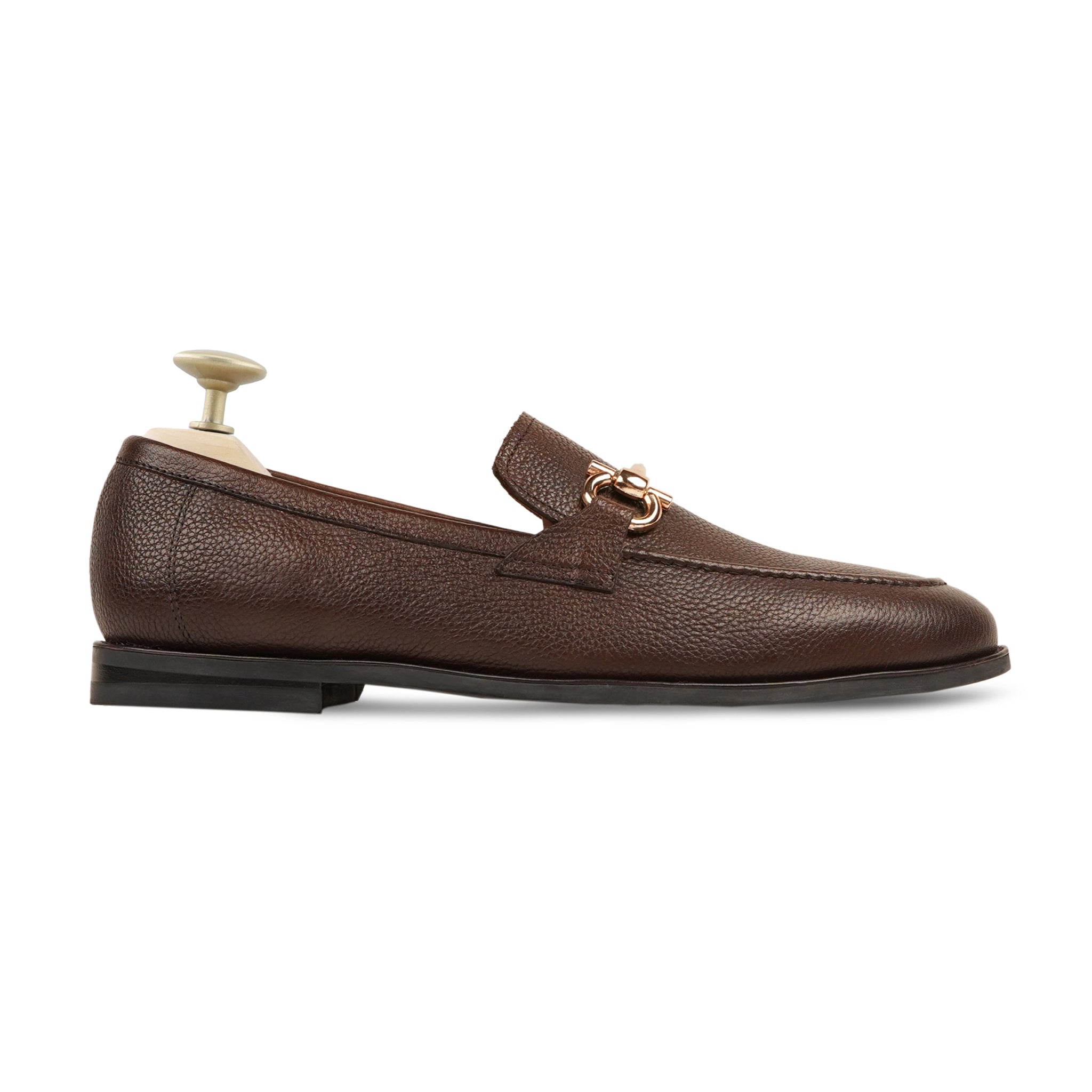 Bucharest - Men's Dark Brown Pebble Grain Leather Loafer