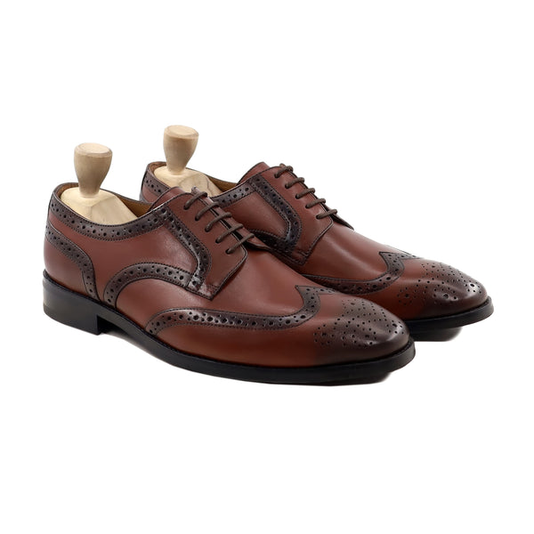 Kibou - Men's Brown Brugendy Calf Leather Derby Shoe