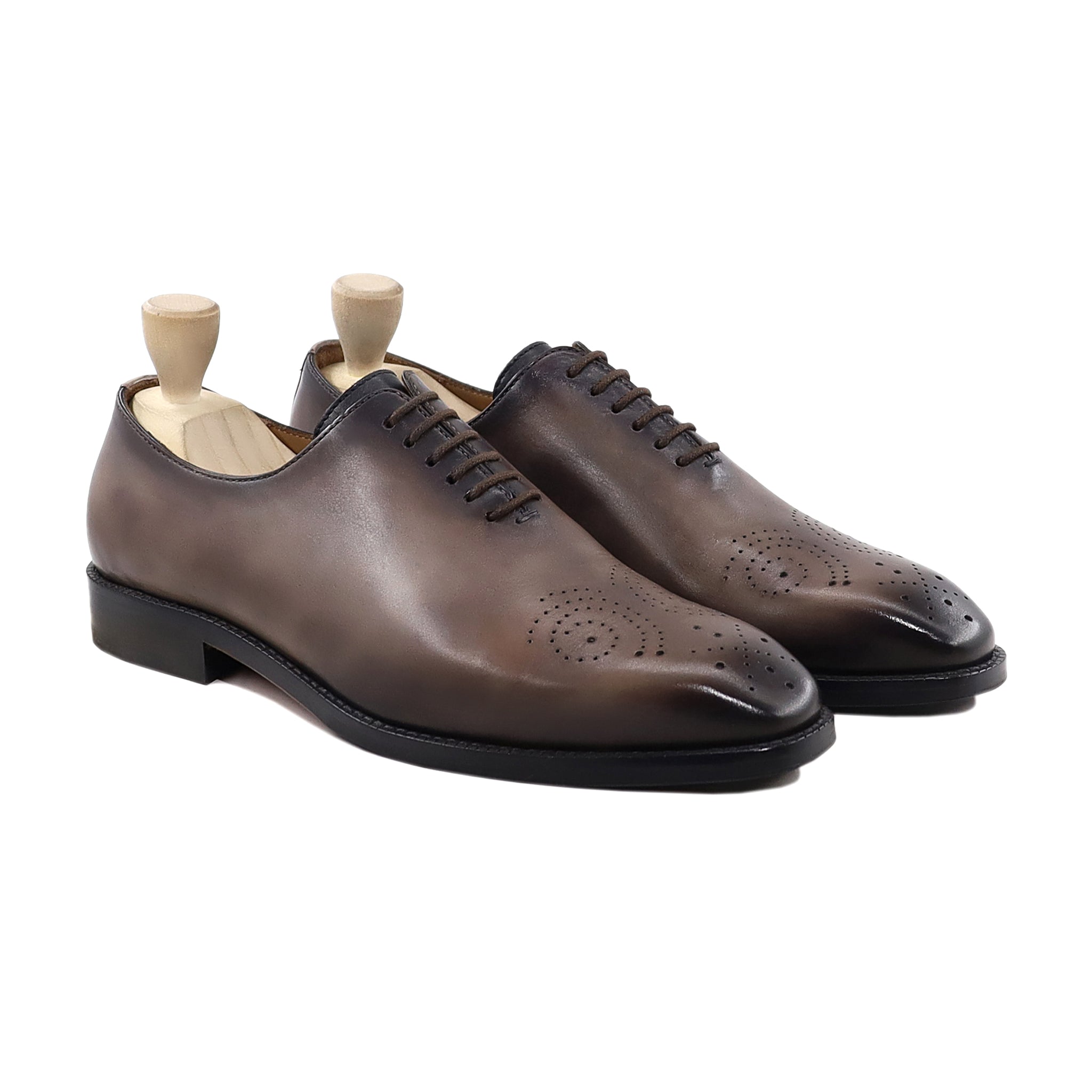 Nikol - Men's Burnished Black Berry Calf Leather Wholecut Shoe