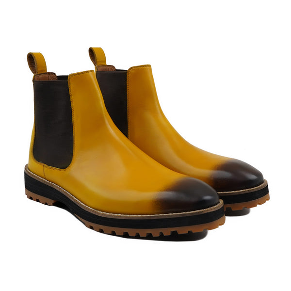 Abigal - Men's Burnished Yellow Calf Leather Chelsea Boot