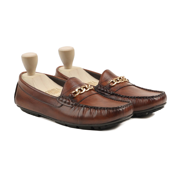 Reishi - Men's Brown Patina Calf Leather Driver Shoe