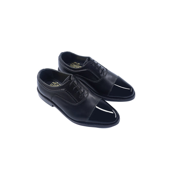 Freetown - Kid's Black Calf and Patent Leather Oxford (5-12 Years Old)