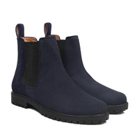Ashcroft - Men's Navy Blue Kid Suede Chelsea Boot