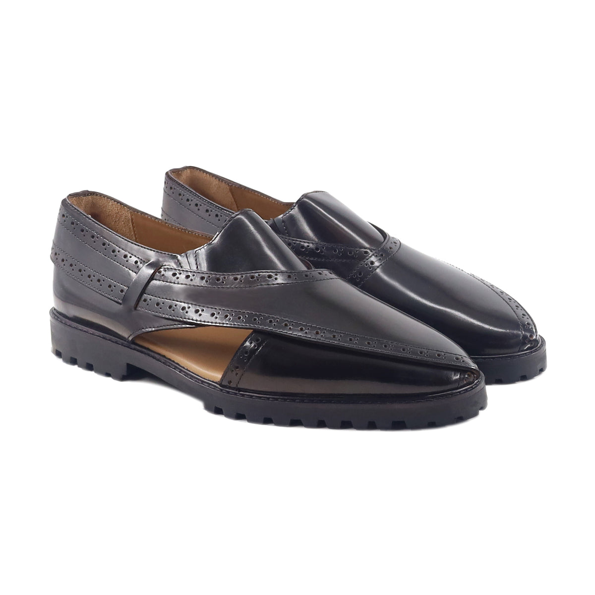 Kalen - Men's Oxblood Box Leather High Shine Sandal