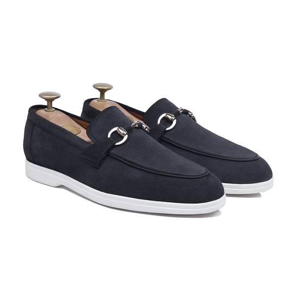Vesco - Men's Dark Blue Suede Loafer