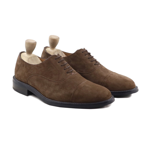 Itachi - Men's Dark Brown Kid Suede Oxford Shoe