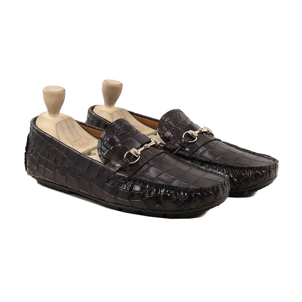 Arwel - Men's Dark Brown Calf Leather Driver Shoe