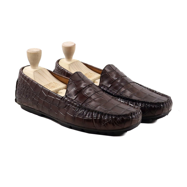 Brinlee - Men's Dark Brown Calf Leather Driver Shoe