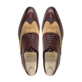 Travon - Men's Brown Calf Leather and Camel Kid Suede Oxford Shoe