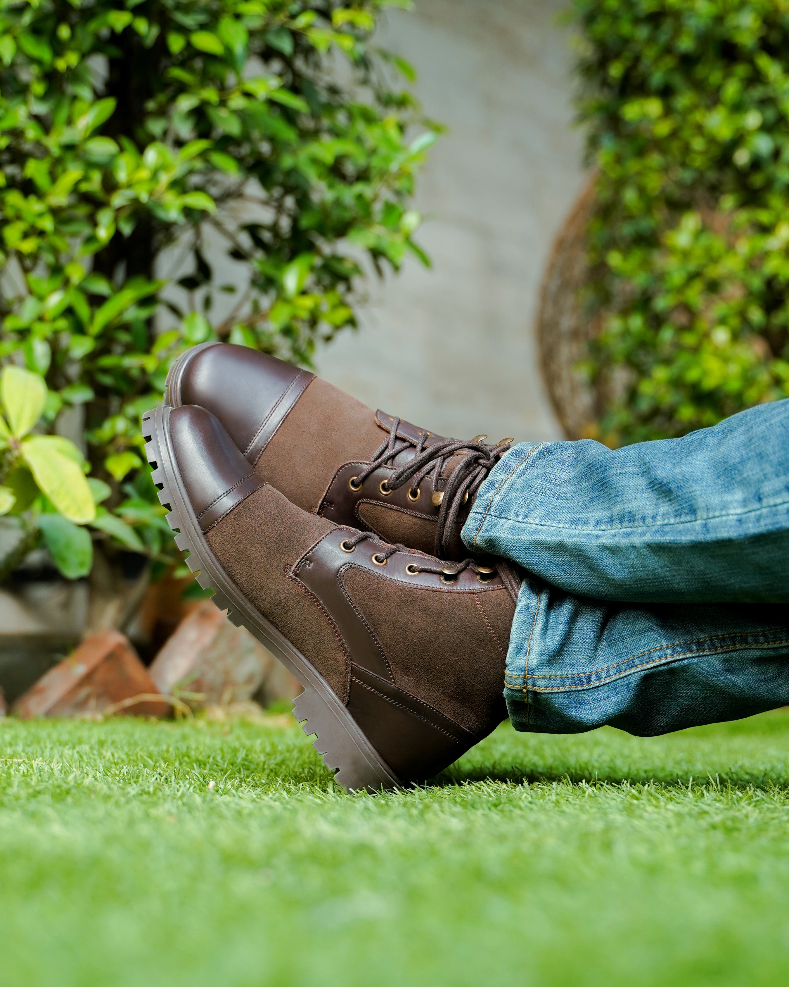 Dosia - Men's Dark Brown Suede and Calf Leather Boot