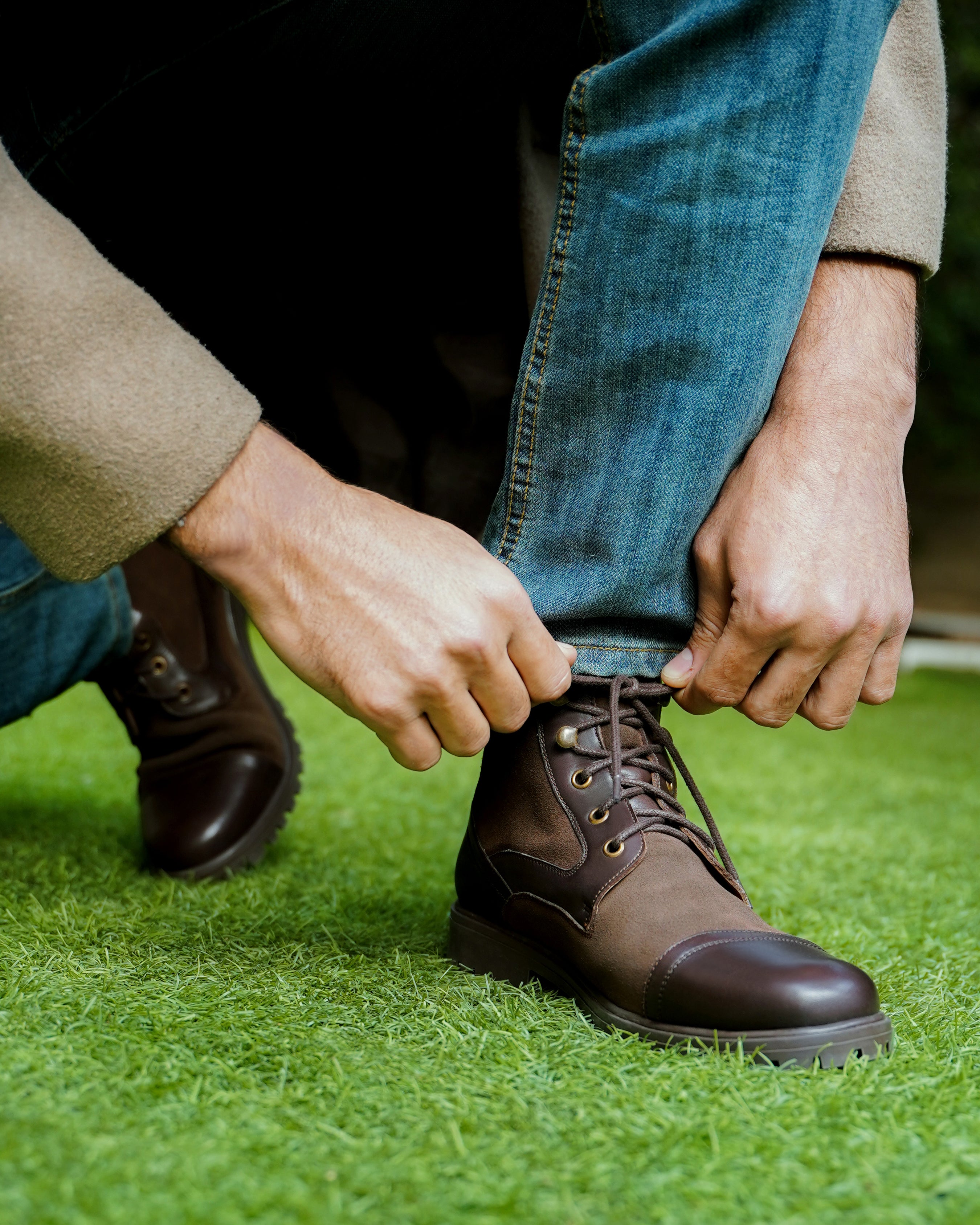 Dosia - Men's Dark Brown Suede and Calf Leather Boot