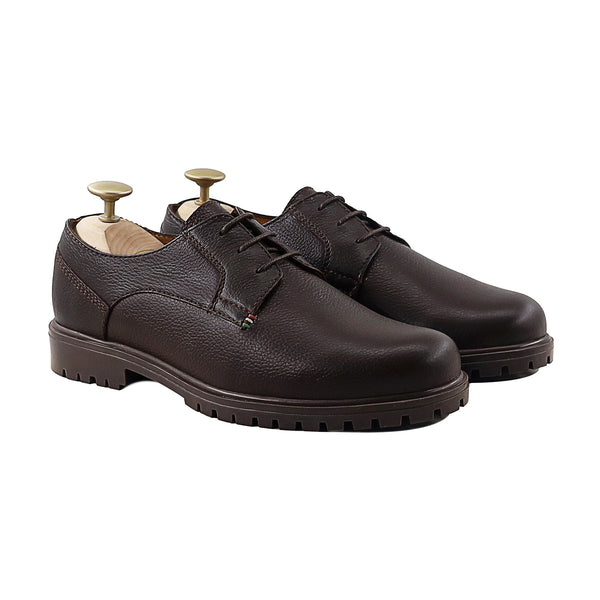 Demian - Men's Dark Brown Pebble Grain Derby Shoe