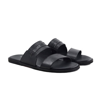 Ethan - Men's Black Calf Leather Slipper