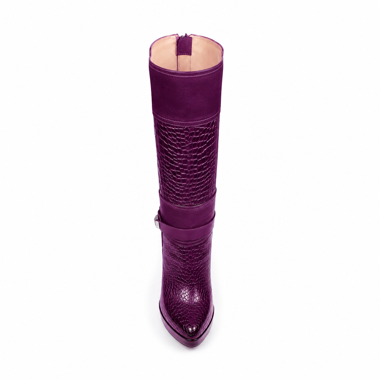 Gexo - Ladies Light Purple Calf Leather Long Boot