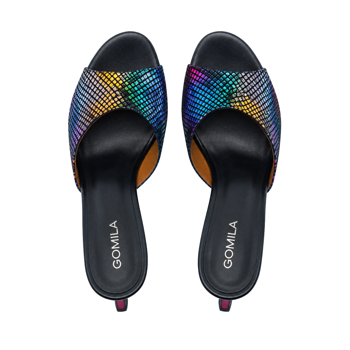 Elira - Women's Black and Rainbow Heel