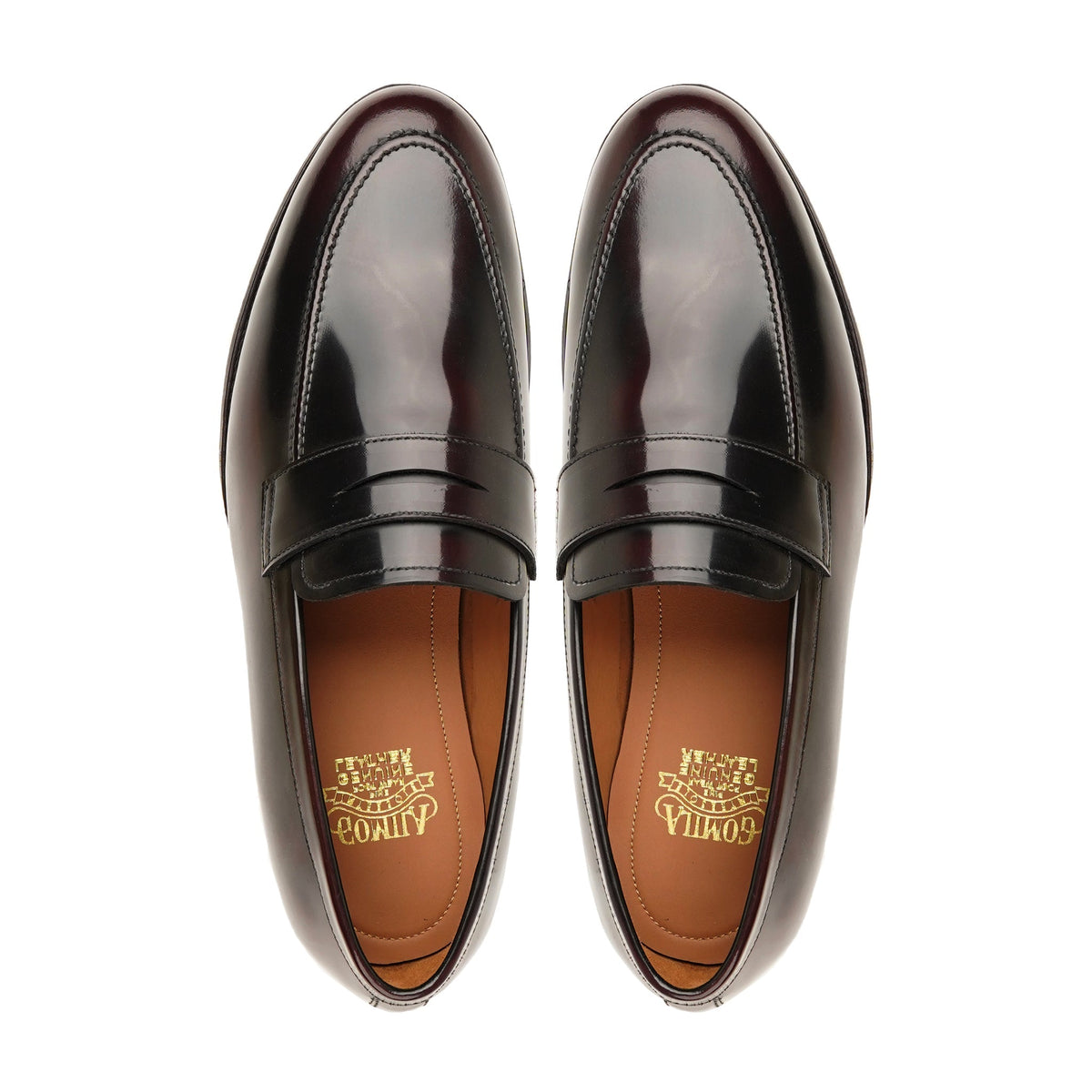 Emile - Men's Burnished Burgendy Box Leather High Shine Loafer