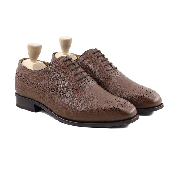 Monte - Men's Brown Pebble Grain Leather Oxford Shoe