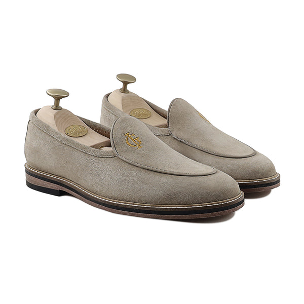 Modric - Men's Steel Grey Kid Suede Loafer