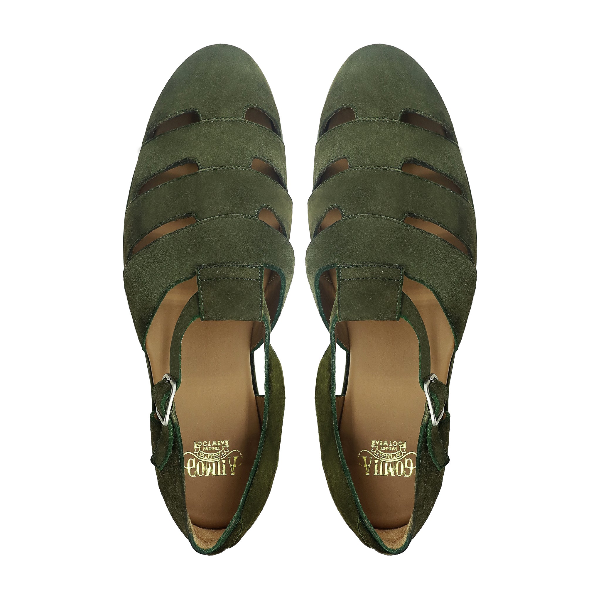 Candis - Men's Olive Green Kid Suede Sandal