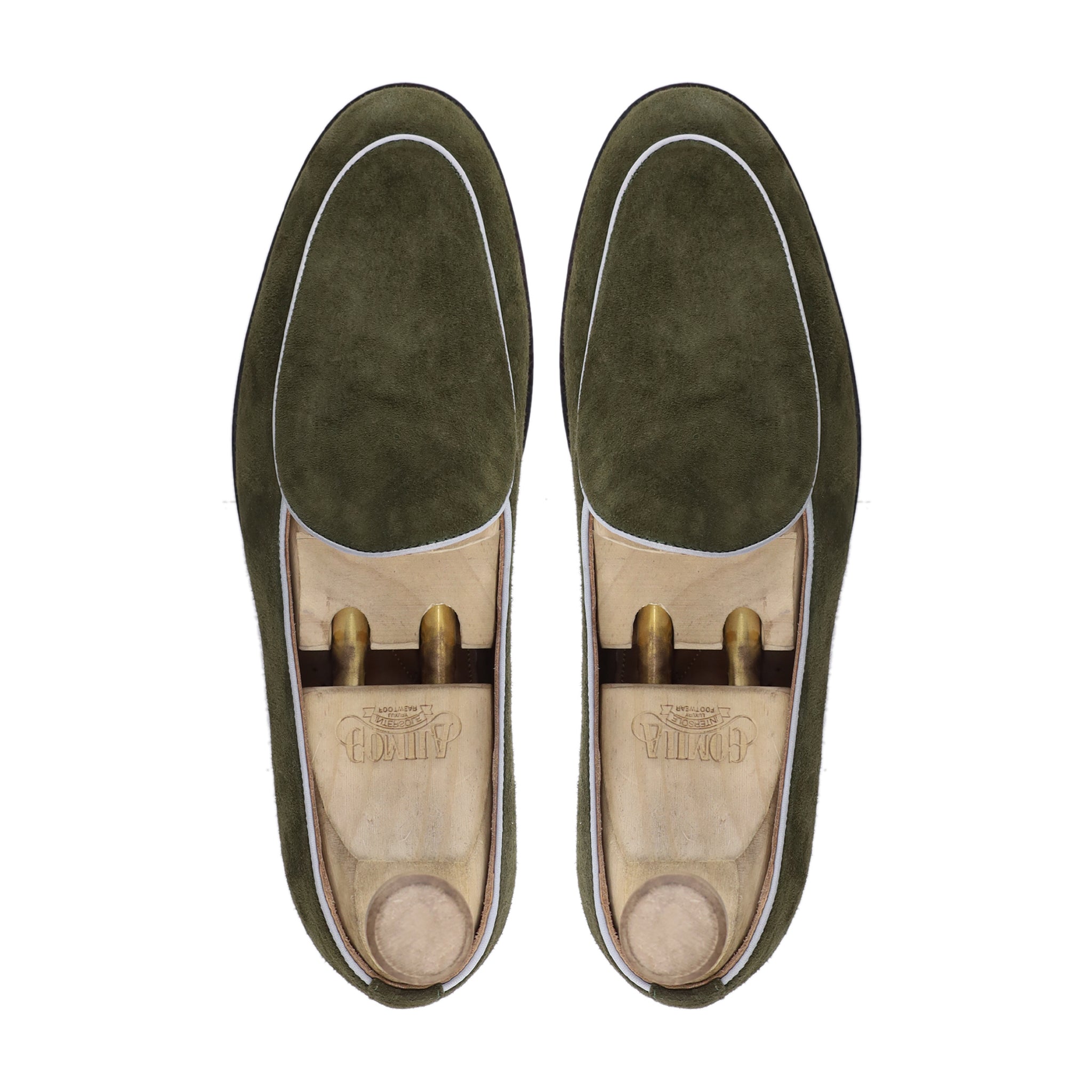 Hotaru - Men's Olive Green Kid Suede Loafer