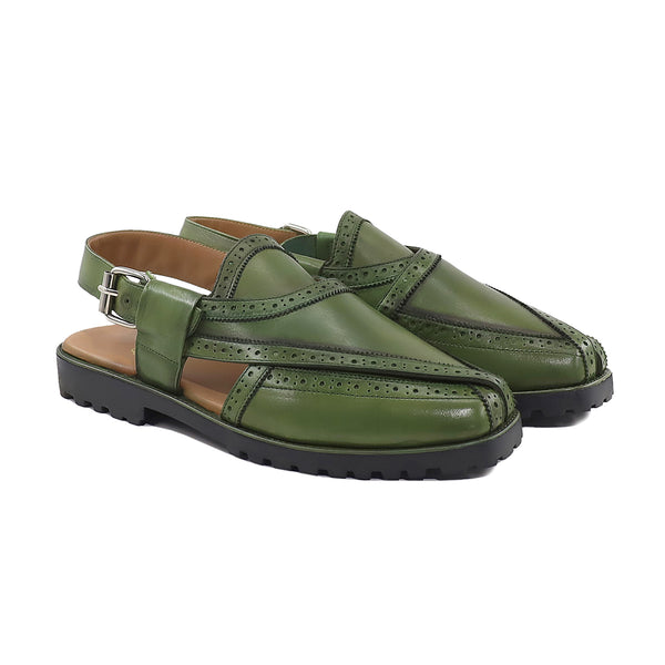 Tomari - Men's Green Calf Leather Sandal