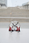 Emilia - Women's Silver Grey High Shine Strapped Heels