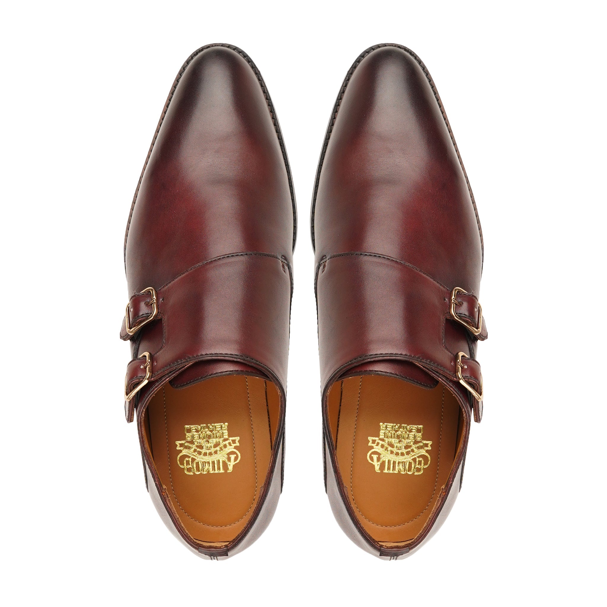 Camaro - Men's Burgundy Brown Calf Leather Double Monkstrap