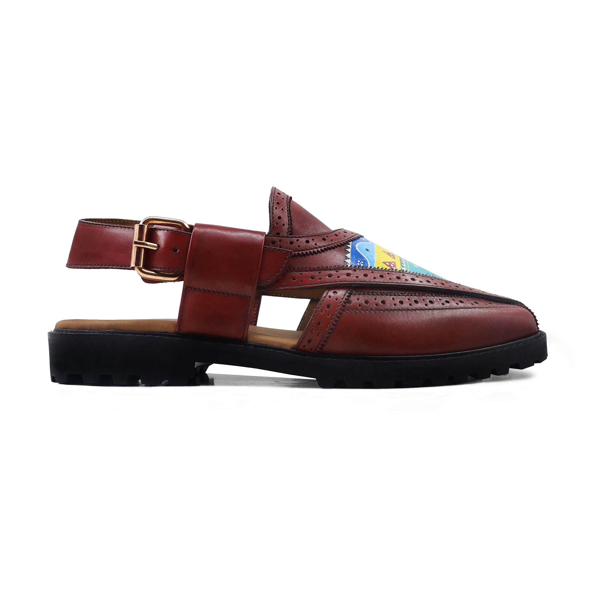 Maxton - Men's Oxblood Hand Painted Sandal