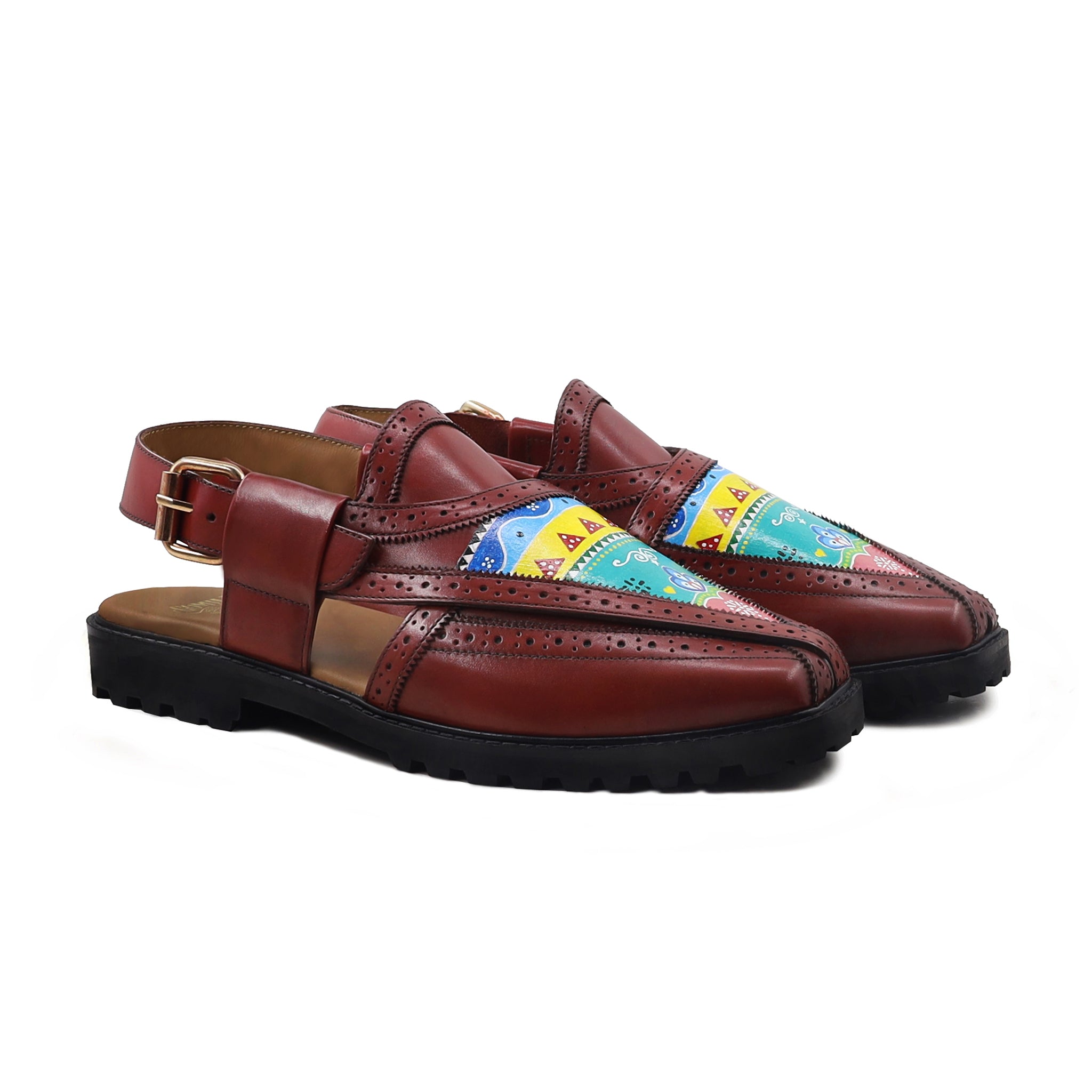 Maxton - Men's Oxblood Hand Painted Sandal