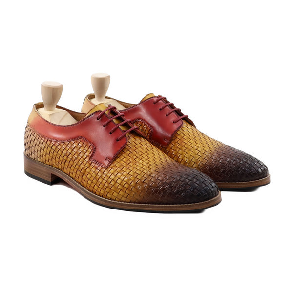 Tonio - Men's Multicolor Calf and Hand Woven Calf Leather Derby Shoe