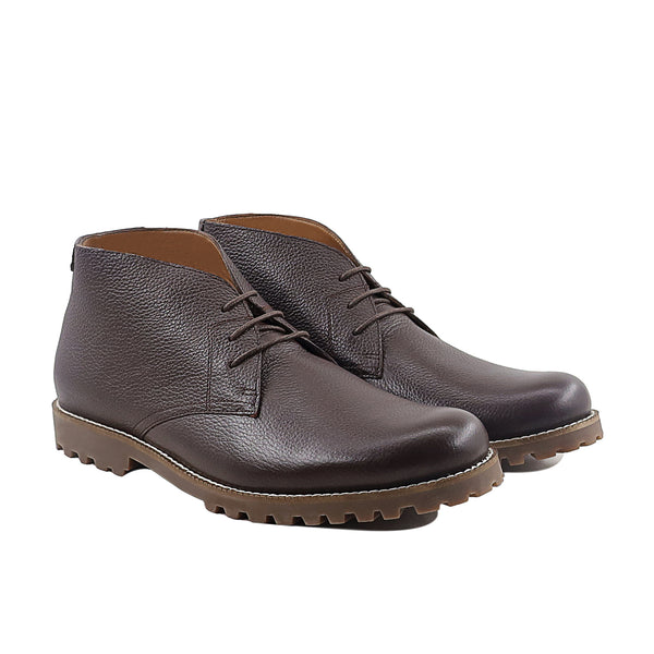 Deric - Men's Dark Brown Pebble Grain Chukka Boot