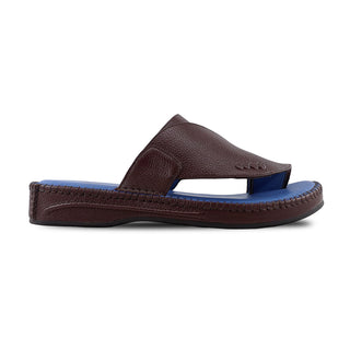 Curtis - Men's Reddish Brown Pebble Grain Leather Slipper