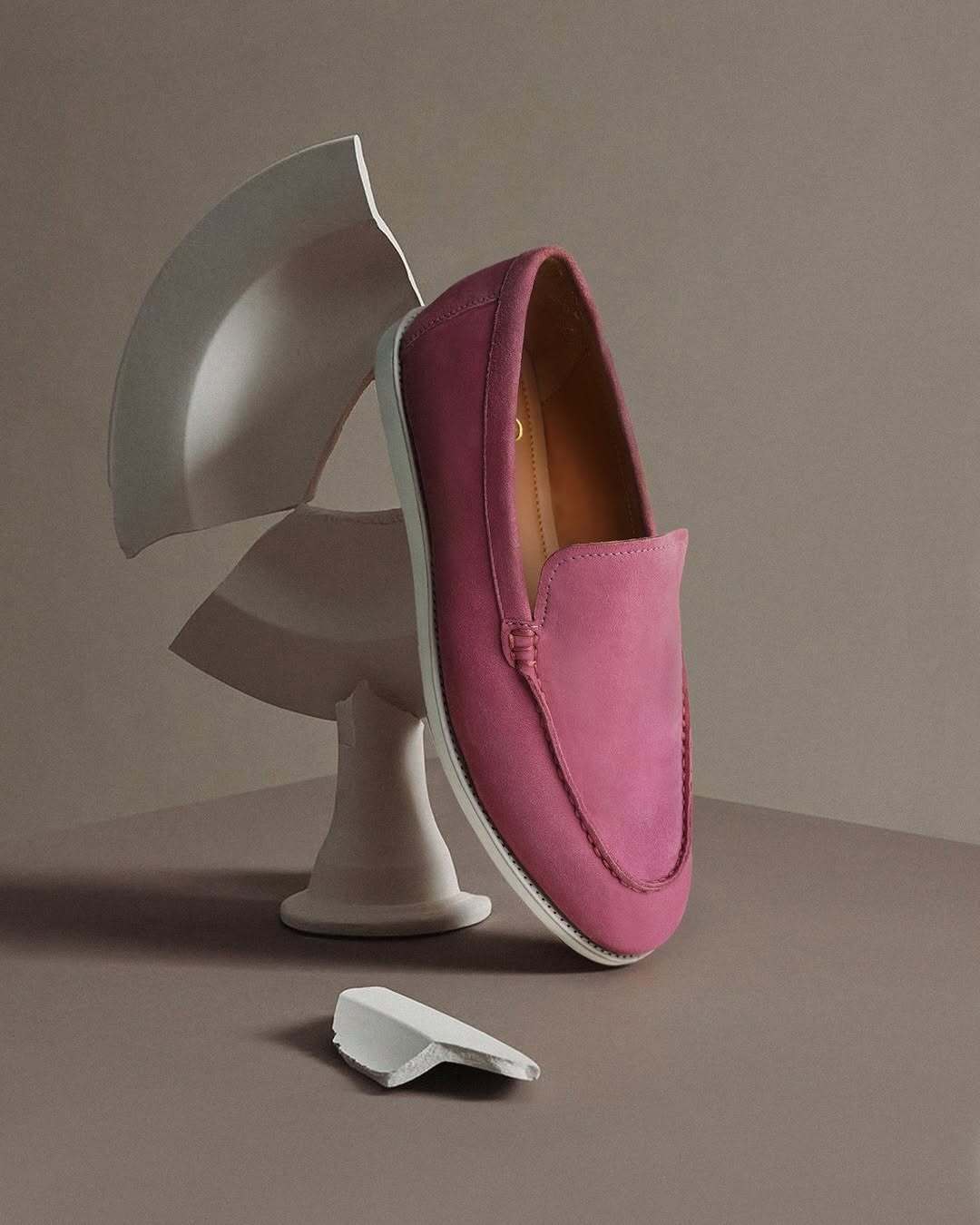 Hackett - Ladies Pink Kid Suede Loafer